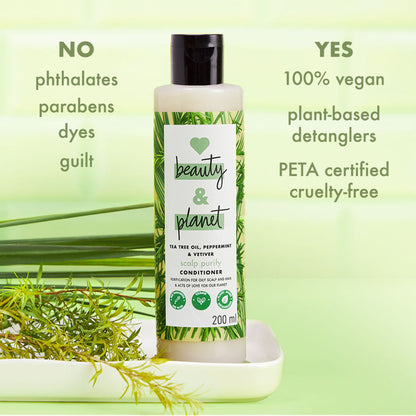 Love Beauty & Planet Tea Tree, Peppermint & Vetiver Clarifying Conditioner, No Sulphates