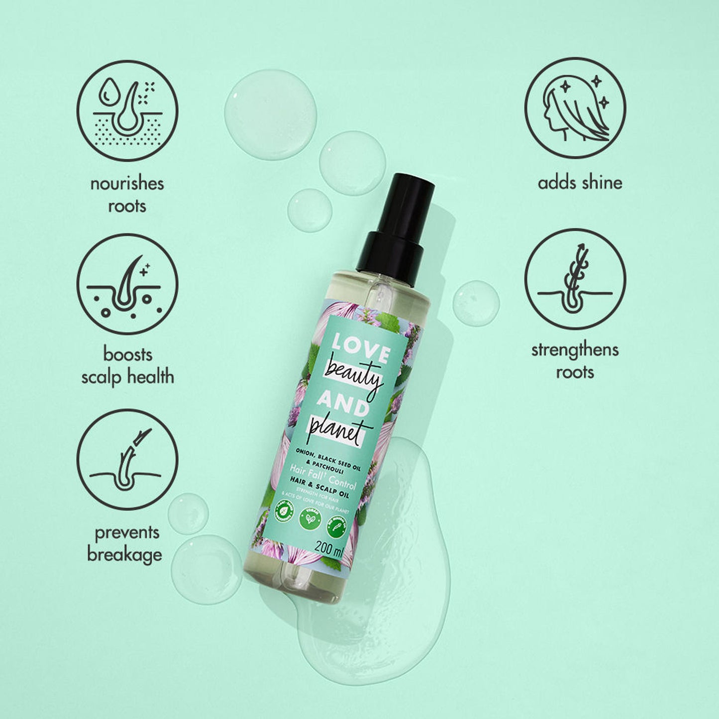 Love Beauty & Planet Onion, Black Seed & Patchouli Hair Oil For Hair Fall Control