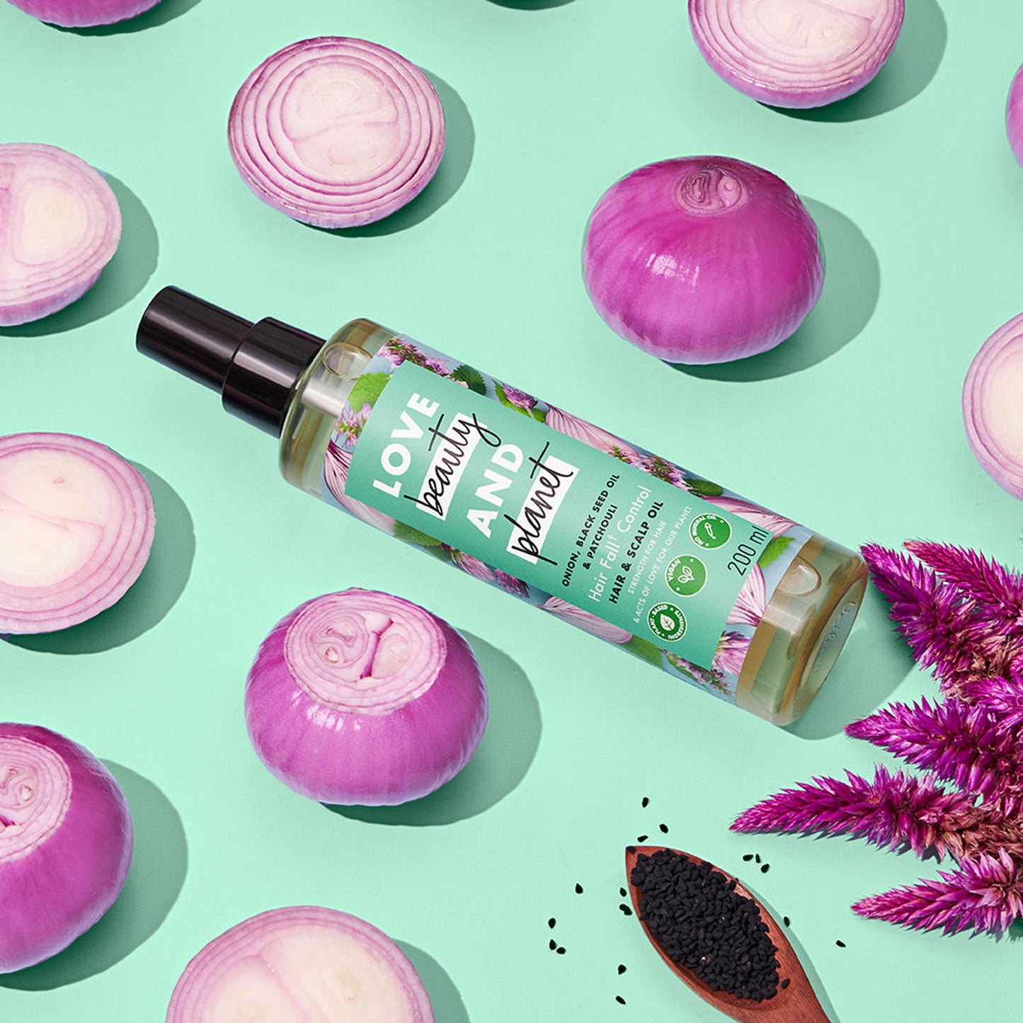 Love Beauty & Planet Onion, Black Seed & Patchouli Hair Oil For Hair Fall Control