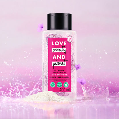Love Beauty & Planet Rice Water & Angelica Seed Oil Shampoo For Frizz Free Curly & Wavy Hair