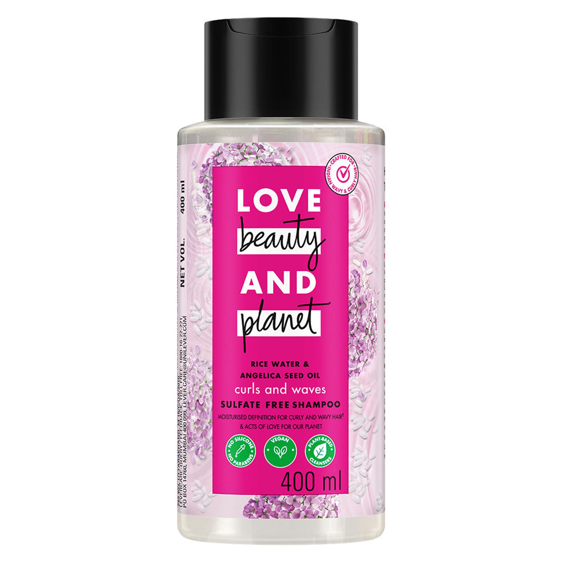 Love Beauty & Planet Rice Water & Angelica Seed Oil Shampoo For Frizz Free Curly & Wavy Hair