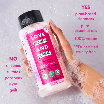 Love Beauty & Planet Rice Water & Angelica Seed Oil Shampoo For Frizz Free Curly & Wavy Hair
