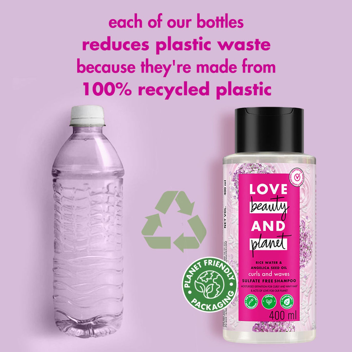 Love Beauty & Planet Rice Water & Angelica Seed Oil Shampoo For Frizz Free Curly & Wavy Hair