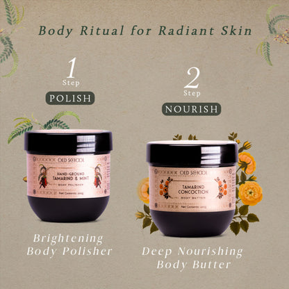 Old School Tamarind & Mint Body Scrub Exfoliating & Brightening for Tan Removal, Glowing Skin