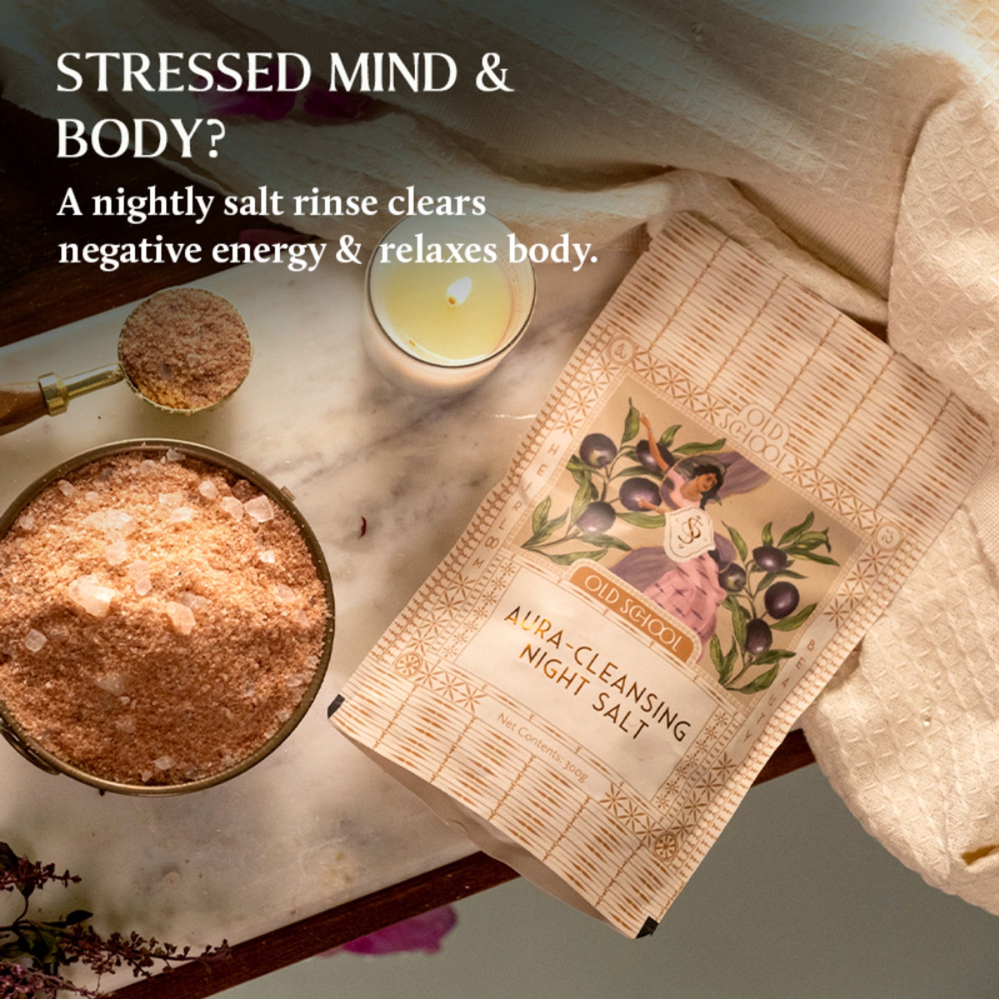 Old School Aura Cleansing Night Bath Salt With Himalayan Salt Relaxes Body, Mind, Muscles & Joints