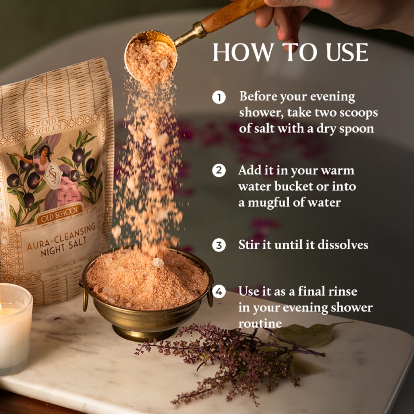 Old School Aura Cleansing Night Bath Salt With Himalayan Salt Relaxes Body, Mind, Muscles & Joints