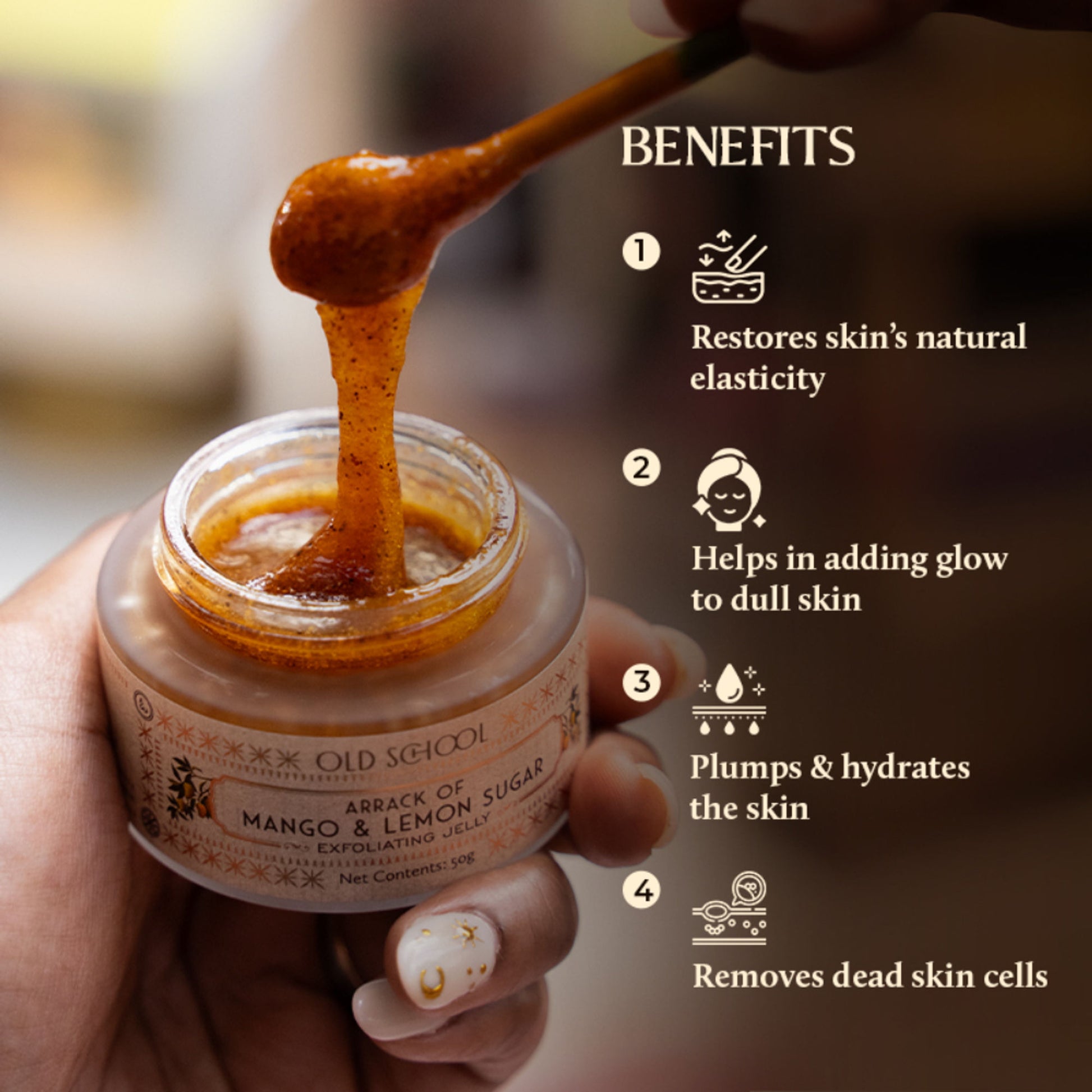Old School Mango & Lemon Sugar Jelly Face Scrub for Radiant Glow & Hydration Removes Dead Skin