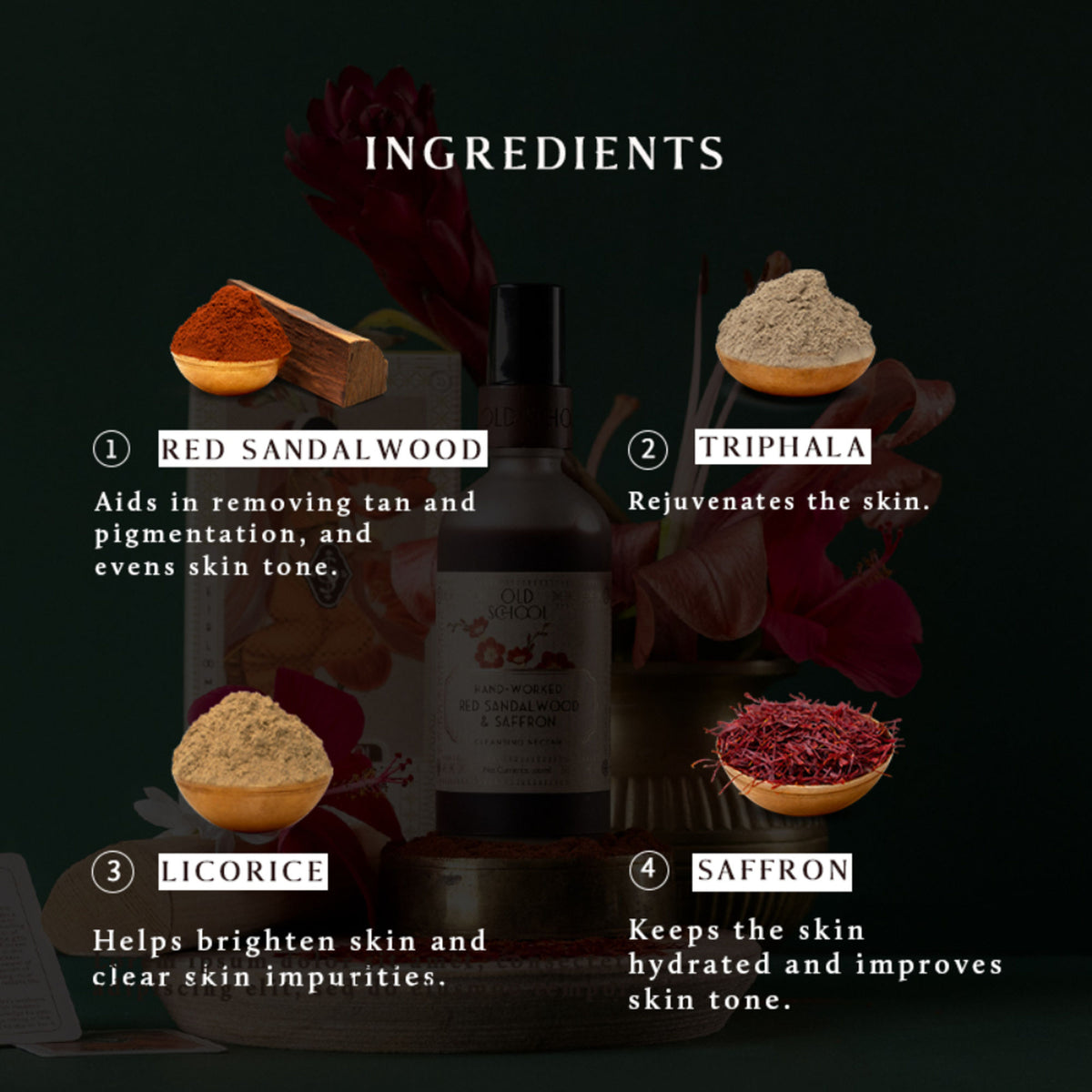 Old School Red Sandalwood & Saffron Face Wash for Oily, Instant Glow, Acne Prone & Mature Skin