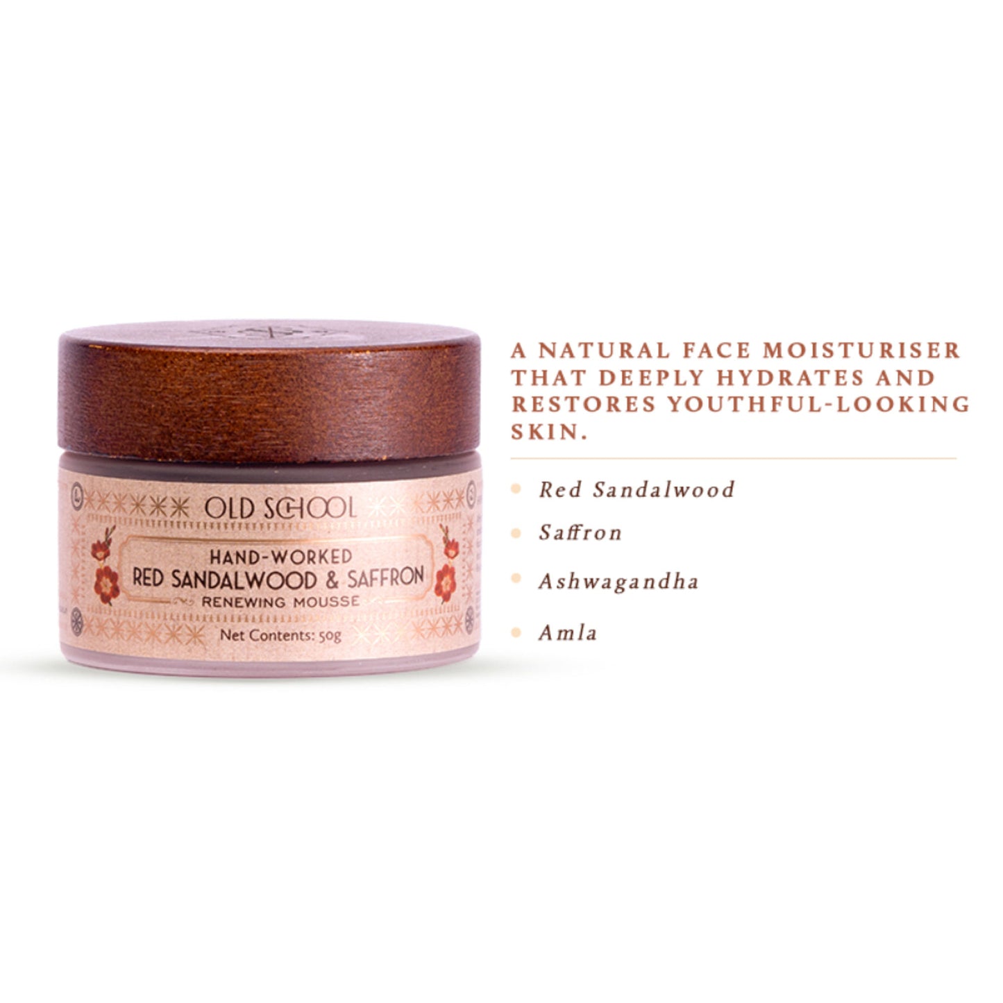 Old School Red Sandalwood & Saffron Face Moisturiser For Dull Skin Reduces Fine Lines & Wrinkle