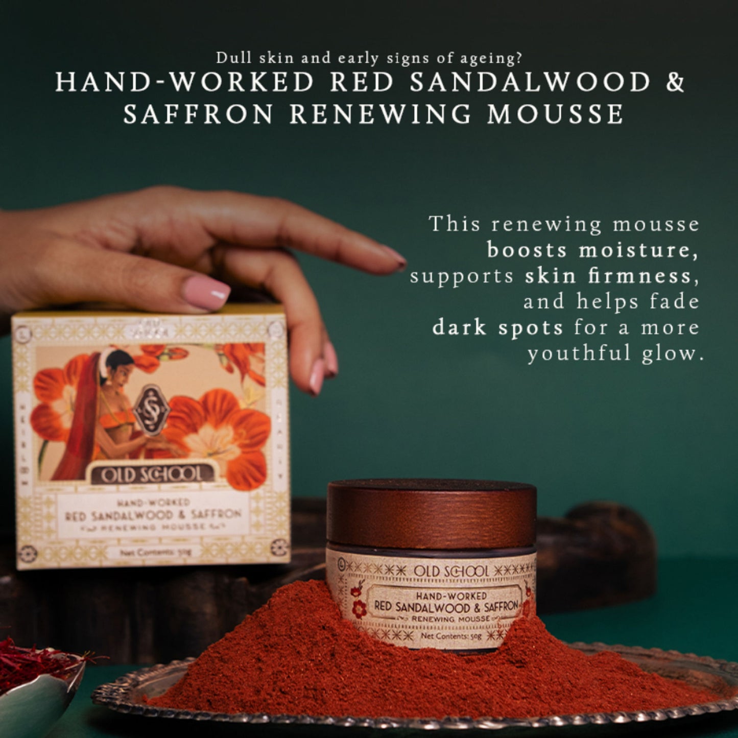 Old School Red Sandalwood & Saffron Face Moisturiser For Dull Skin Reduces Fine Lines & Wrinkle