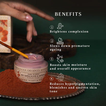 Old School Red Sandalwood & Saffron Face Moisturiser For Dull Skin Reduces Fine Lines & Wrinkle