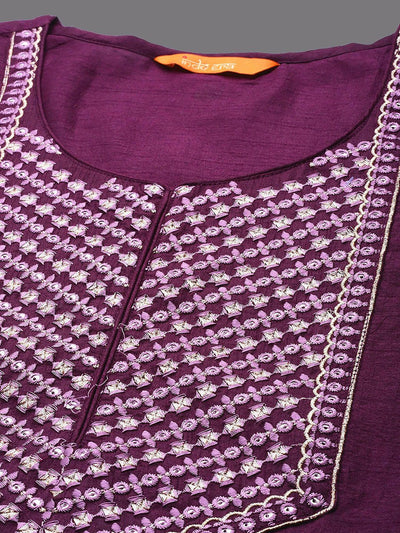 Dhiyona IE Floral Yoke Design Kurta With Trousers & Dupatta