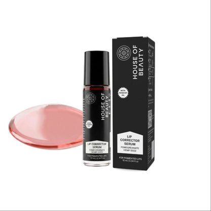 House Of Beauty Lip Corrector Serum bottle with applicator, designed to improve lip appearance and hydration.