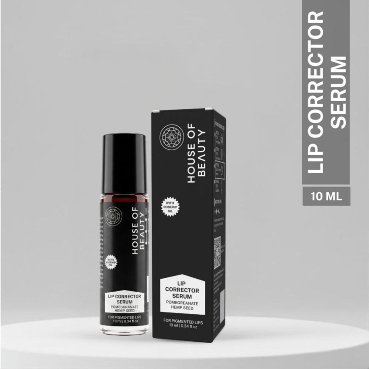House Of Beauty Lip Corrector Serum in a sleek bottle, designed to improve lip appearance and hydration.