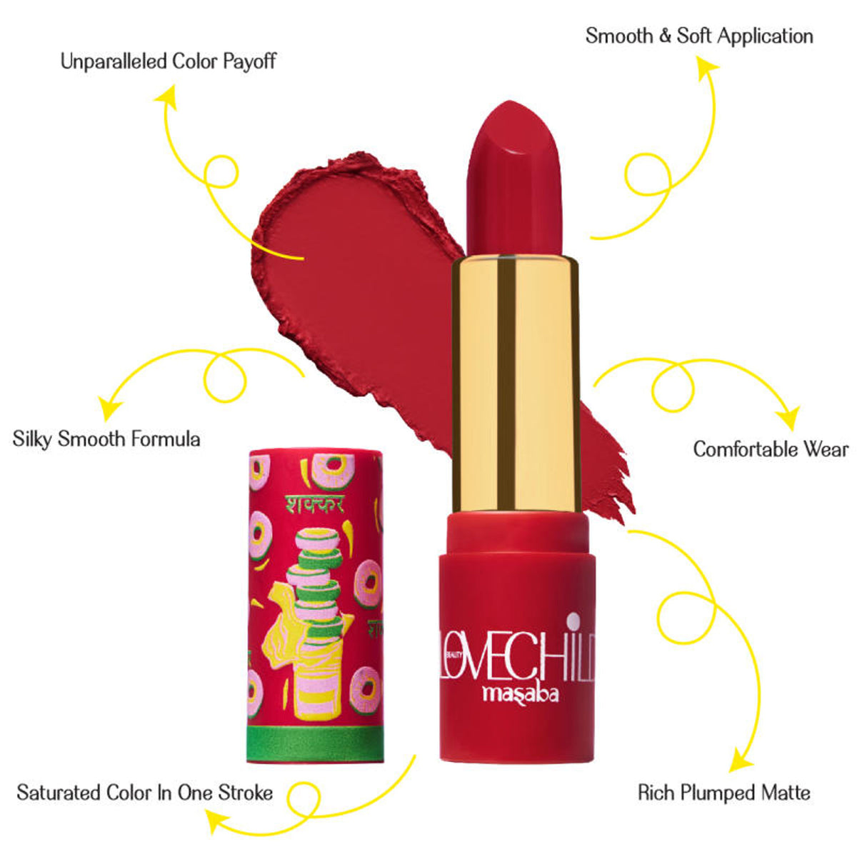 LoveChild Masaba Luxe-matte lipstick in 10 Twisted, featuring a smooth, deep mauve shade with a sleek bullet design.