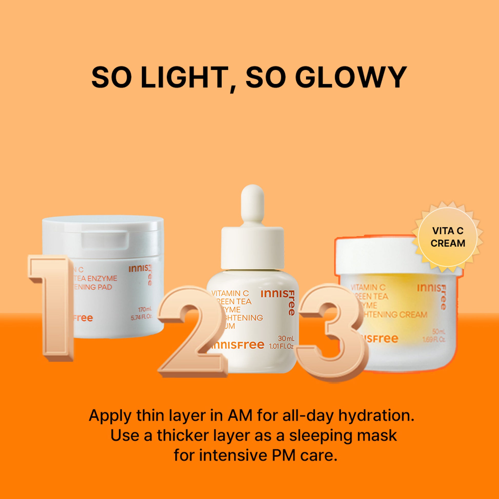 Innisfree Vitamin C Green Tea Brightening Cream - Evens Skin Tone