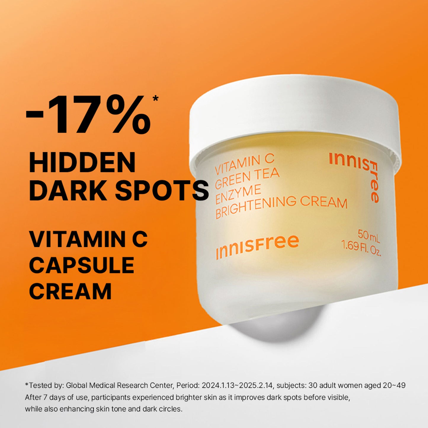 Innisfree Vitamin C Green Tea Brightening Cream - Evens Skin Tone