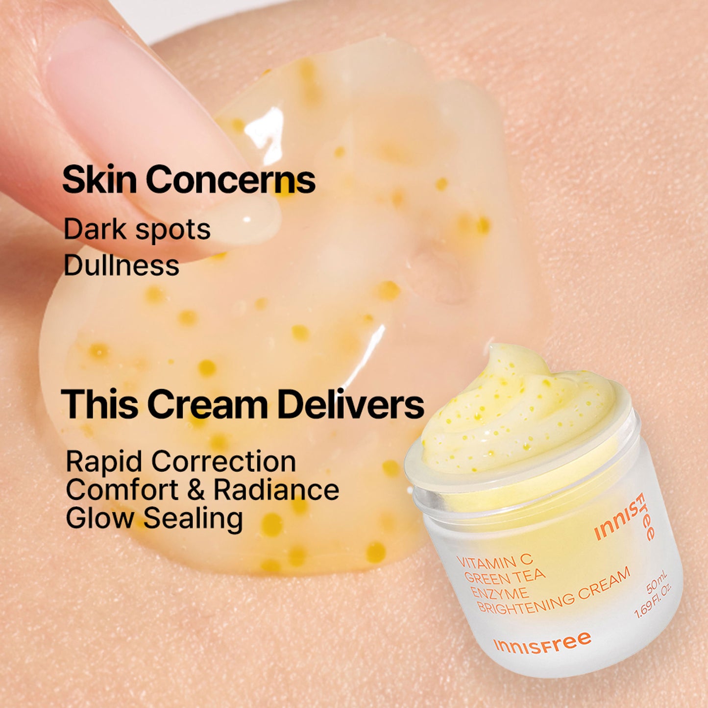 Innisfree Vitamin C Green Tea Brightening Cream - Evens Skin Tone