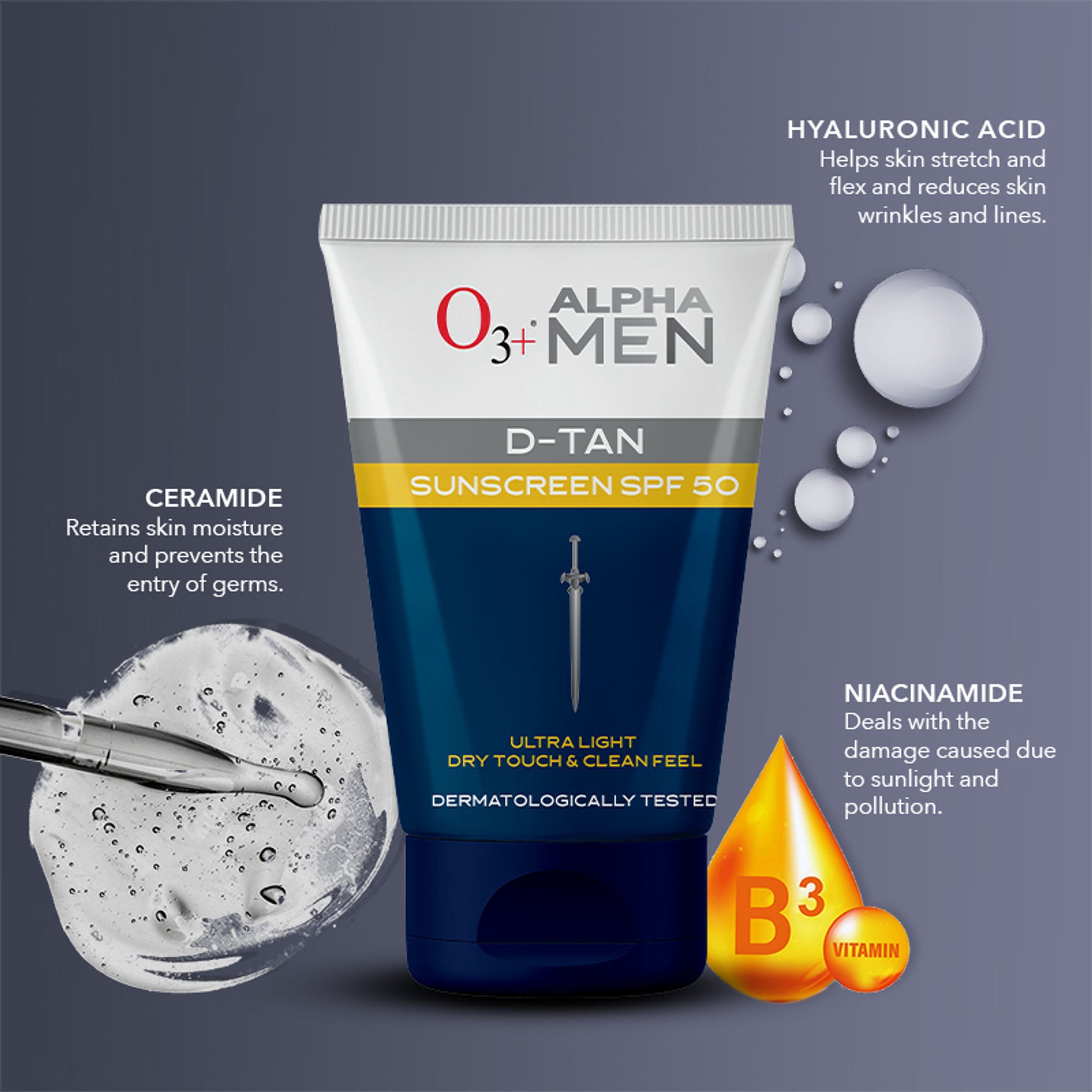 O3+ Alpha Men D-Tan Sunscreen SPF 50