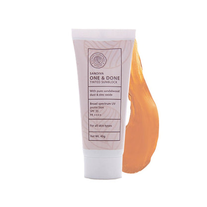 Sandiva One & Done Tinted Sunscreen With Zinc Oxide, SPF 35 PA++++, No White Cast - Tint No. 11