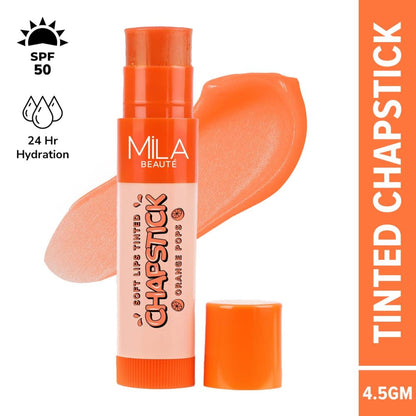 Mila Beauté soft Lips Tinted Chapstick With 24 Hrs Hydration - Orange Pops