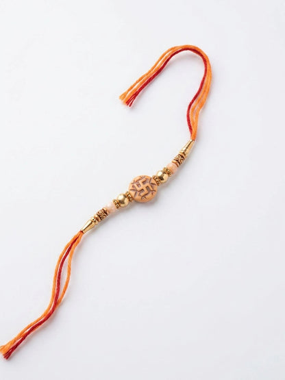 Anouk Set Of 10 Artificial Stones & Beads Thread Rakhi With Roli Chawal Chandan Mishri