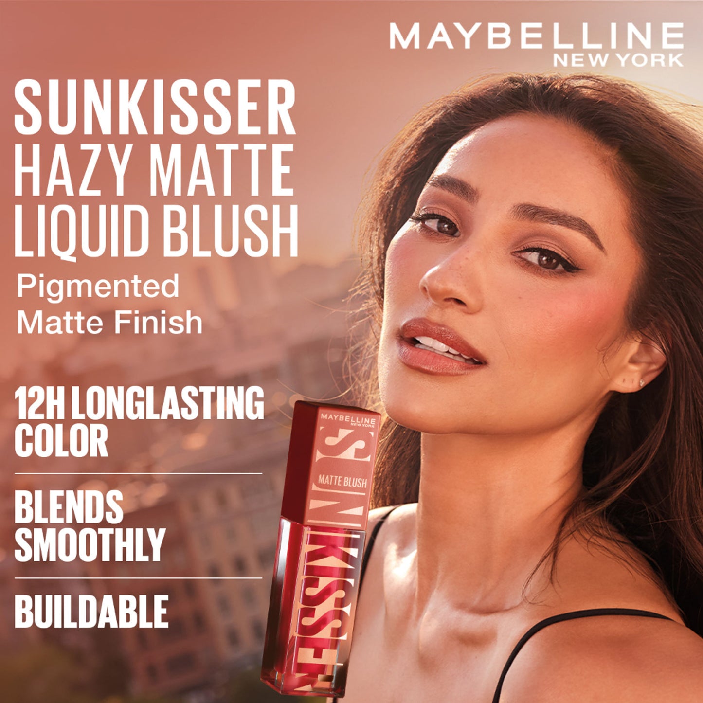 Maybelline Sunkisser Hazy Matte Blush, 12HR Sunkissed Cheeks, Transfer & Sweat-proof, Pink Mirage - Rose Burst