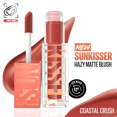 Maybelline Sunkisser Hazy Matte Blush, 12HR Sunkissed Cheeks, Transfer & Sweat-proof, Pink Mirage - Coastal Crush