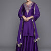 Dhiyona VA Women'sFloral Thread Embroidered Sequinned Chanderi Silk Kurta & Palazzos With Dupatta