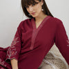 Dhiyona IE Embroidered Pure Cotton V-Neck Tunic With Trousers Co-Ords