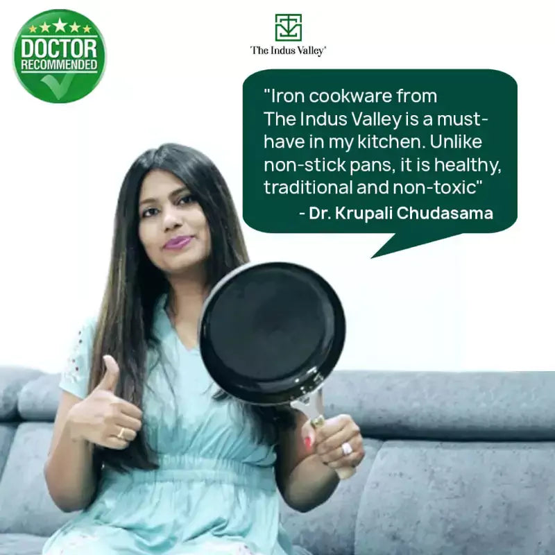 The Indus Valley 100% Pure Iron Cookware Set: Tawa+ Fry Pan+ Wok, Toxin-free Sheet Iron, Pre-seasoned, Induction & Gas, Kitchen Set for Home, Kadai