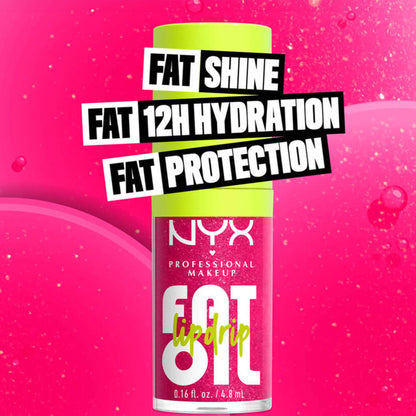 NYX Professional Makeup Fat Oil Lip Drip Supermodel lip gloss tube with clear packaging and applicator visible inside