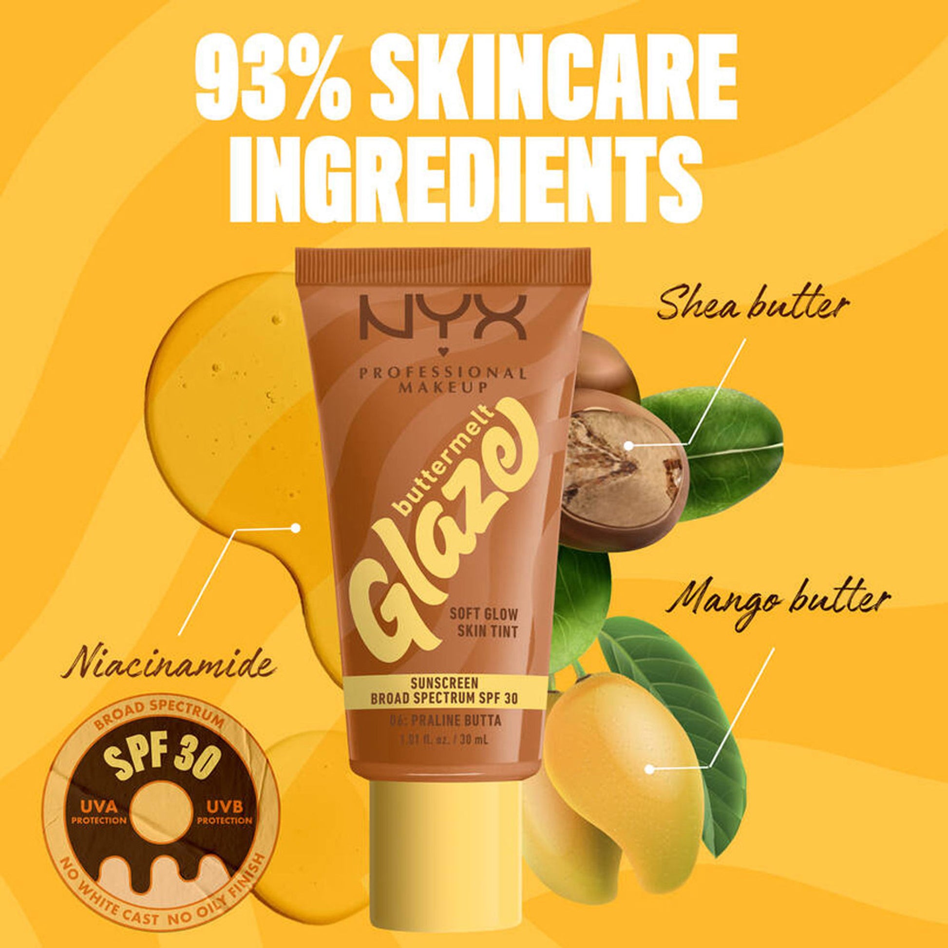 NYX Professional Makeup Buttermelt Glaze Soft Glow Skin Tint + SPF 30 - Praline Butta