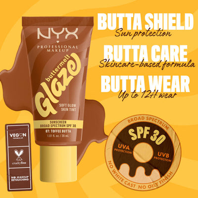 NYX Professional Makeup Buttermelt Glaze Soft Glow Skin Tint + SPF 30 - Toffee Butta
