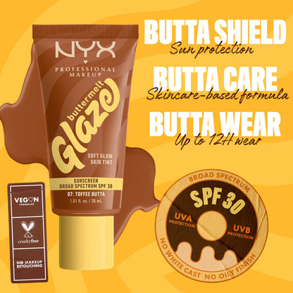 NYX Professional Makeup Buttermelt Glaze Soft Glow Skin Tint + SPF 30 - Toffee Butta
