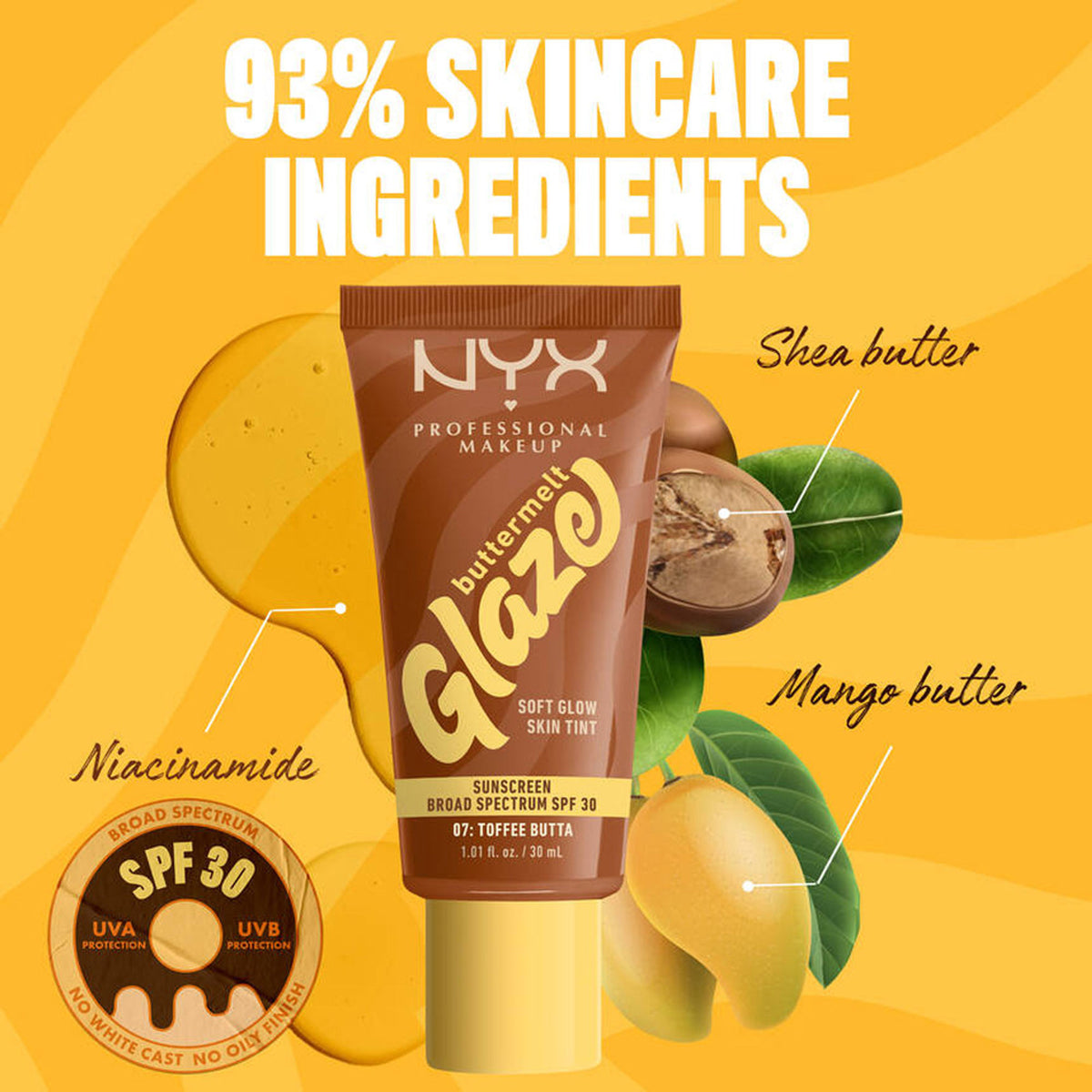 NYX Professional Makeup Buttermelt Glaze Soft Glow Skin Tint + SPF 30 - Toffee Butta