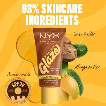 NYX Professional Makeup Buttermelt Glaze Soft Glow Skin Tint + SPF 30 - Toffee Butta