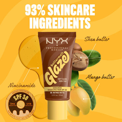 NYX Professional Makeup Buttermelt Glaze Soft Glow Skin Tint + SPF 30 - Nutmeg Butta