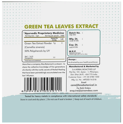 Bixa Botanical Green Tea Leaves Extract Powder