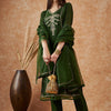 Dhiyona SN Women's Floral Embroidered V-Neck Sequinned Straight Kurta With Trousers & Dupatta