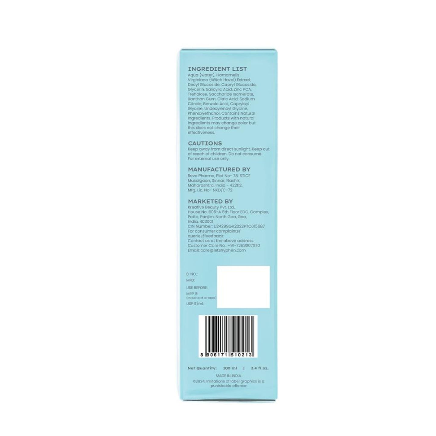 Hyphen Clarifying Acne Cleanser With 2% Salicylic Acid, Anti-Acne Face Wash For Oil Control