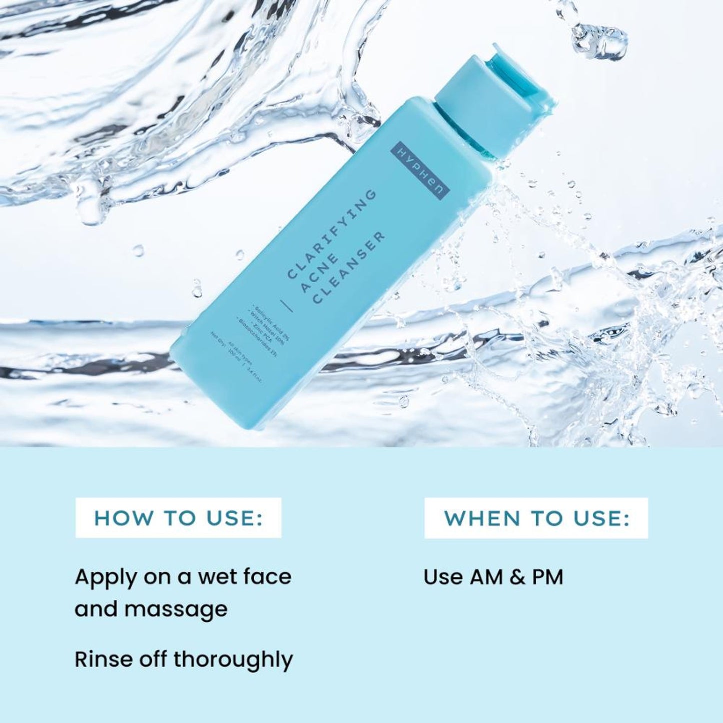 Hyphen Clarifying Acne Cleanser With 2% Salicylic Acid, Anti-Acne Face Wash For Oil Control