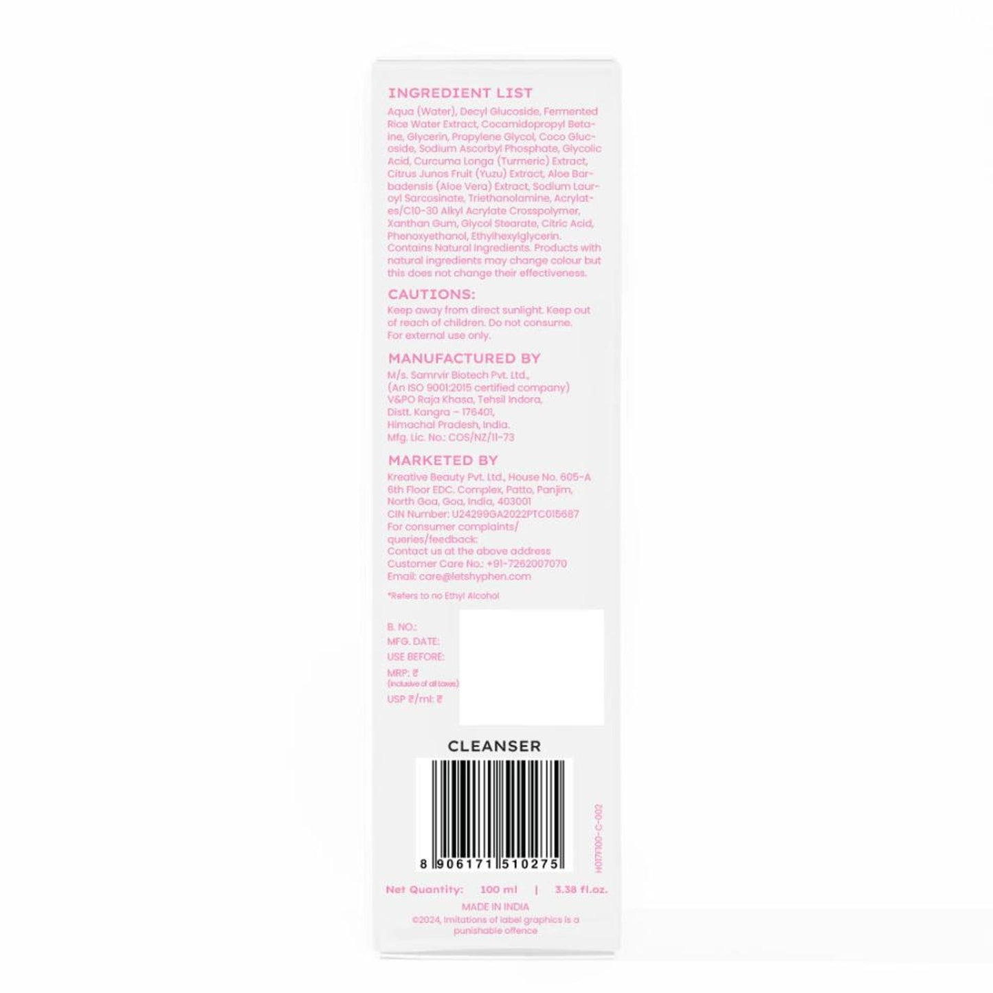 Hyphen Rice Water Brightening Daily Cleanser