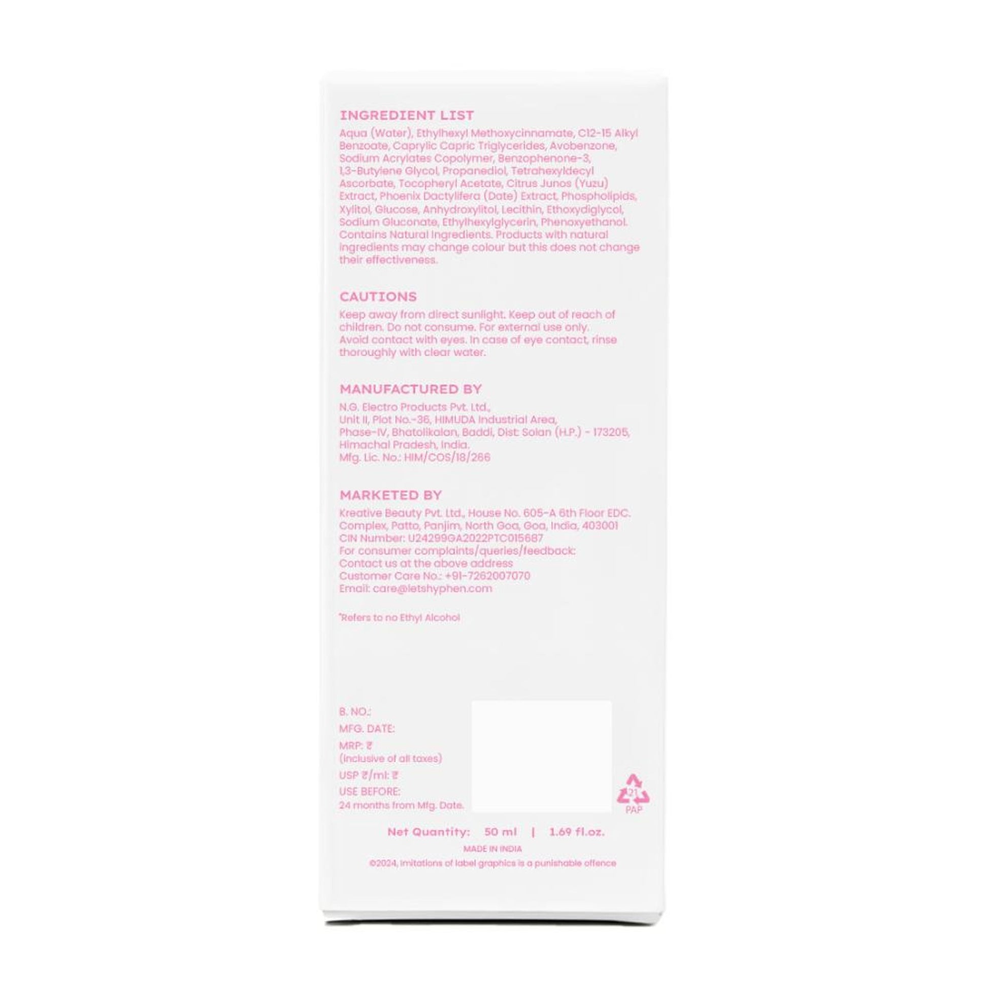 Hyphen Vitamin Infused Brightening Sunscreen SPF 50 PA++++