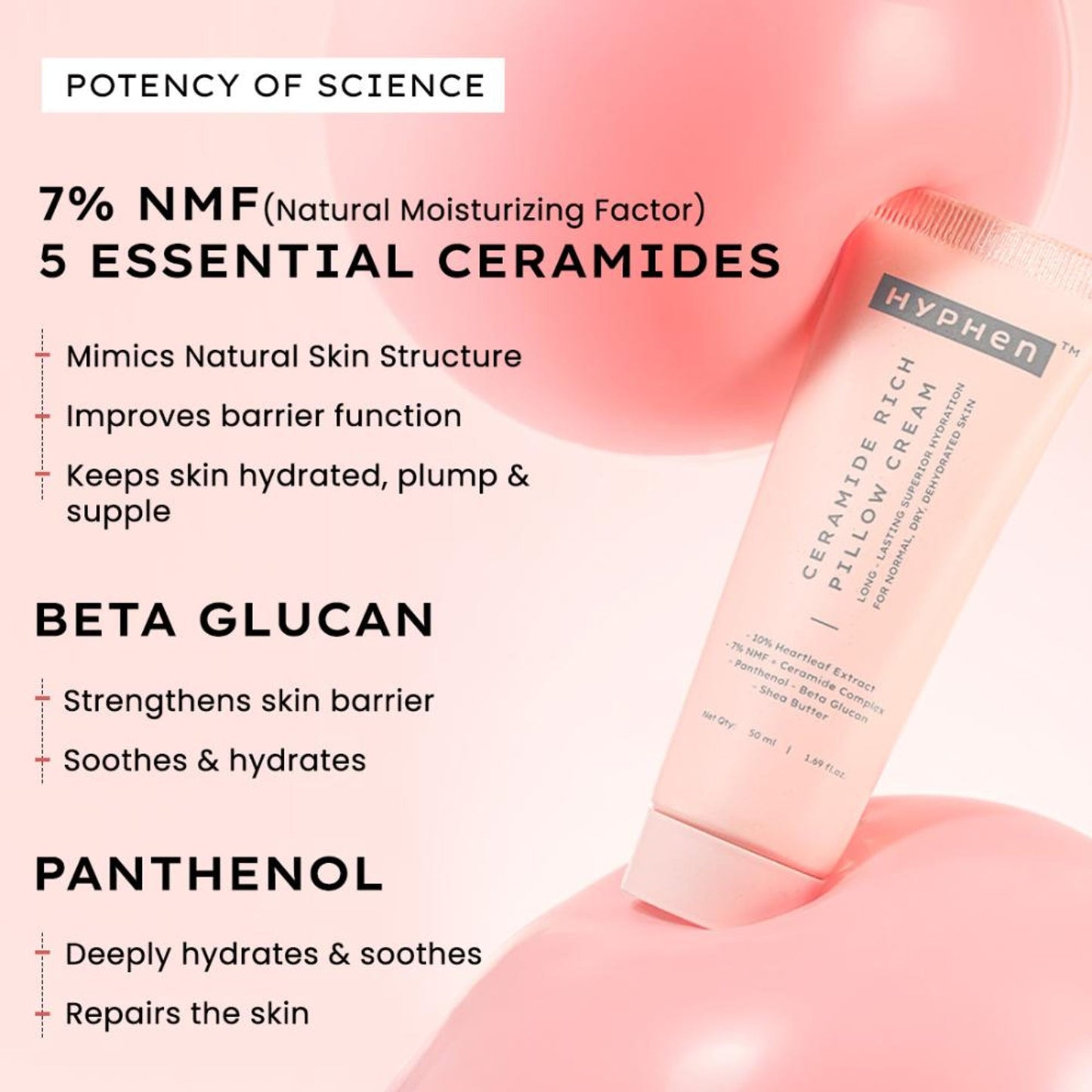 Hyphen 10% Heartleaf & 7% Ceramides-NMF Face Moisturizer| Rich Pillow Cream For Hydration