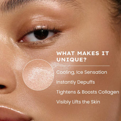 Hyphen Ice Dunk Cooling Face Mask with 31% cooling actives and 3% caffeine for instant depuffing and refreshing skin.