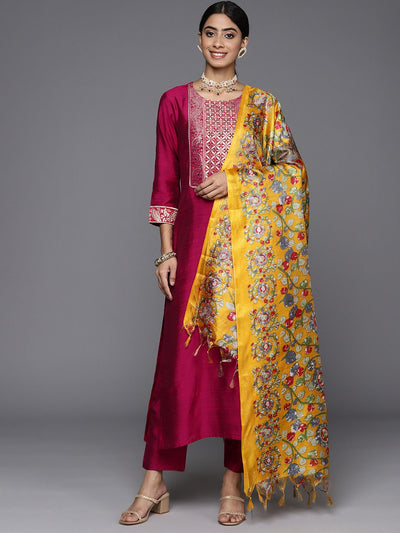 Indyancart VA Women's Ethnic Motifs Regular Gotta Patti Kurta with Trousers & With Dupatta