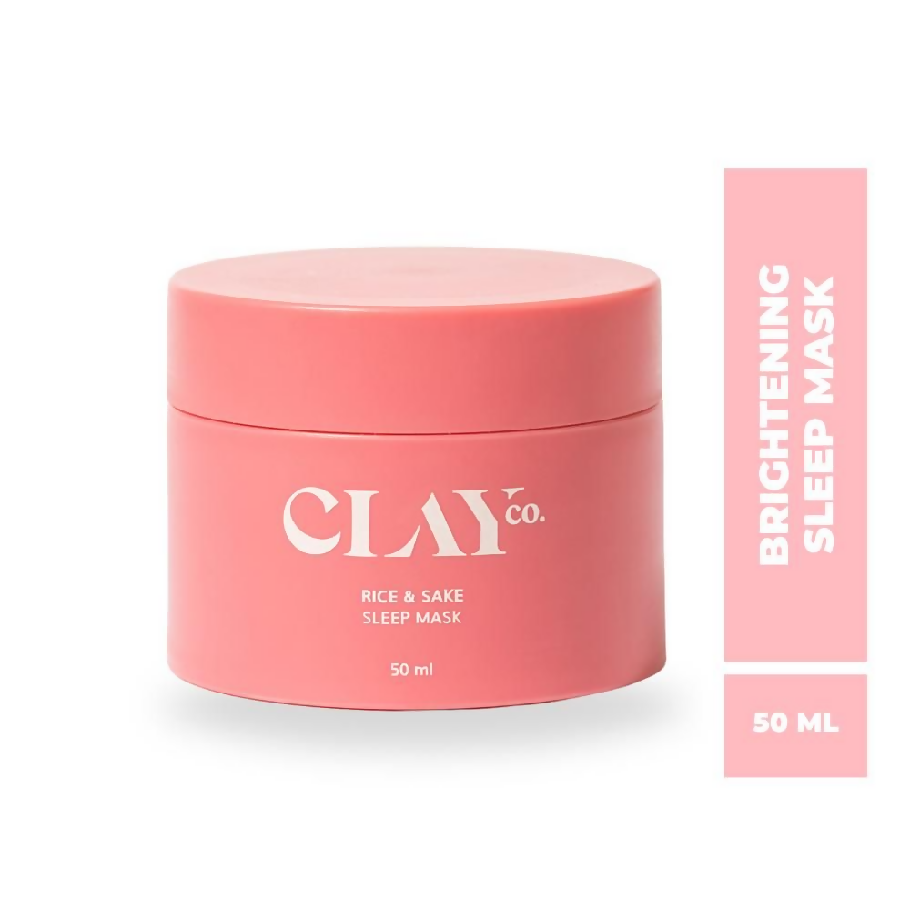 Clayco Rice & Sake Sleep Mask with Vitamin C, a nourishing face mask in a jar with a spoon for skincare.