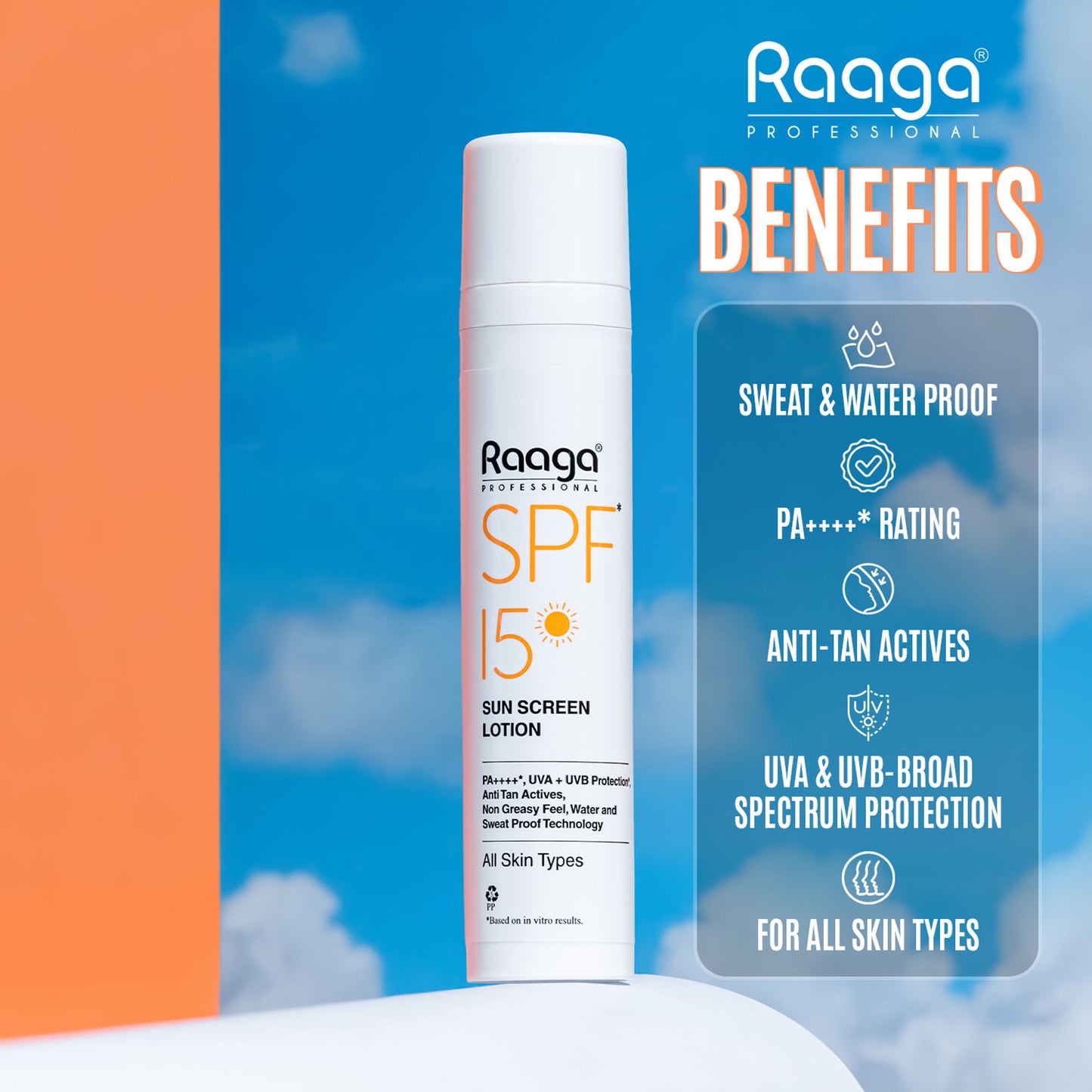 Raaga Professional Spf 15 Pa++++ Sunscreen Lotion With Uva + Uvb Protection, All Skin Types, 55 Ml