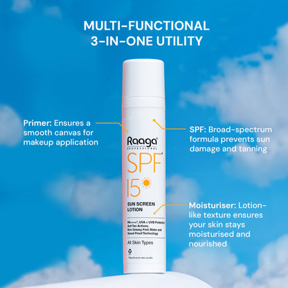 Raaga Professional Spf 15 Pa++++ Sunscreen Lotion With Uva + Uvb Protection, All Skin Types, 55 Ml